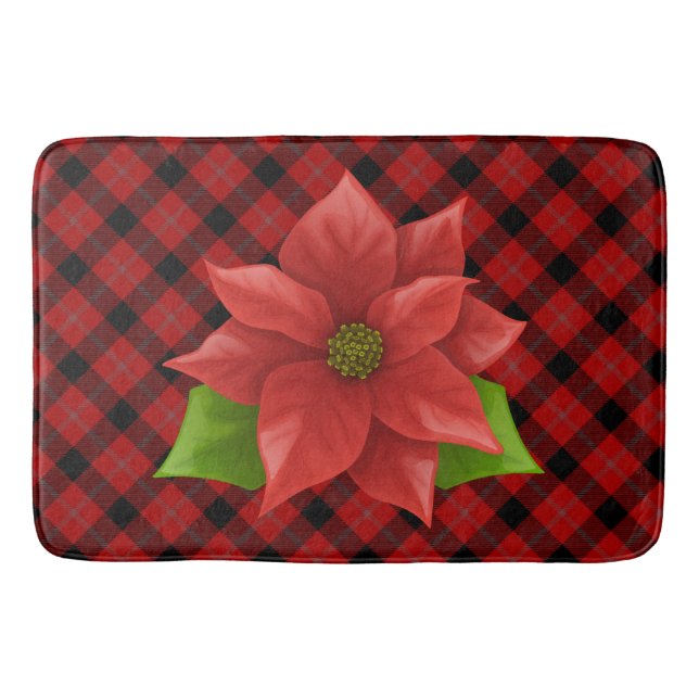 Julpoinsettia badmatt badrumsmatta (Framsidan)