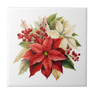 Julpoinsettia blomkeramisk kakel