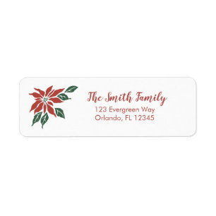 Julpoinsettia Blomma Returadress Etikett