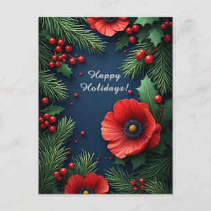 ❄️ Julpoinsettia blommar magi 🎄 Festive Vykort