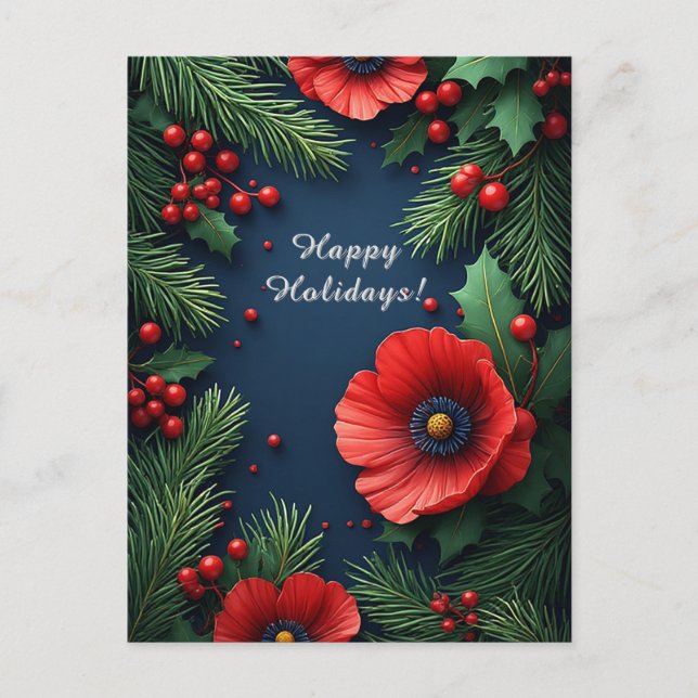 ❄️ Julpoinsettia blommar magi 🎄 Festive Vykort (Framsida)
