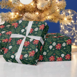 Julpoinsettia blomsterinpackningspapper presentpapper