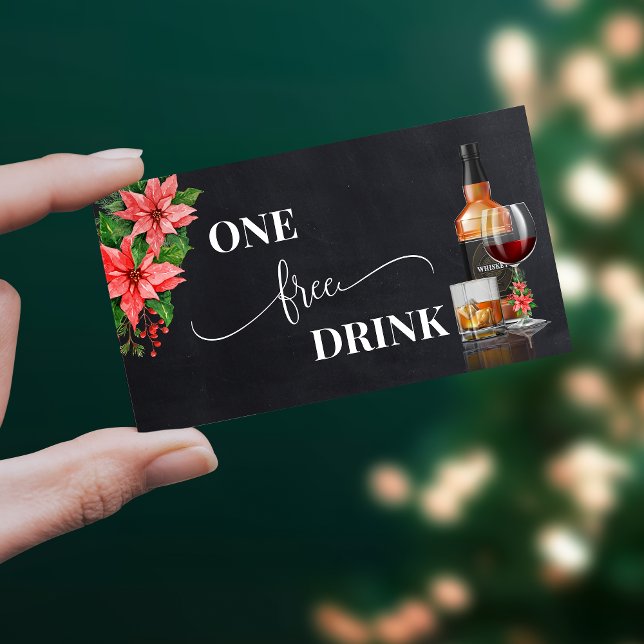 Julpoinsettia Gratis dryck Party Kort Biljett (Skapare uppladdad)