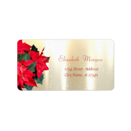 Julpoinsettia,Guld Adressetikett