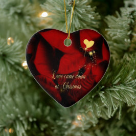 Julpoinsettia Hjärtfoto Ornament