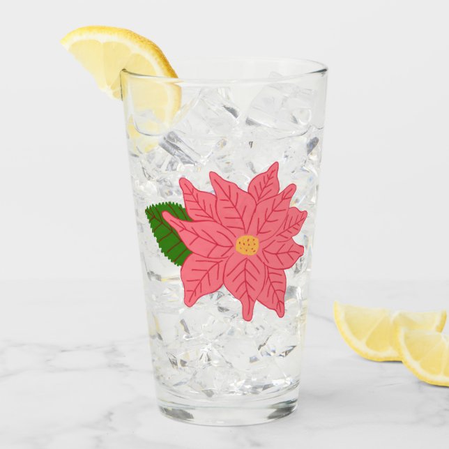 Julpoinsettia i rosa glaskopp (Framsida Ice)