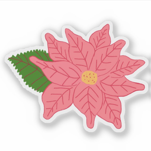 Julpoinsettia i rosa klistermärken (Framsida)
