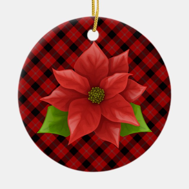 Julpoinsettia keramisk julgransprydnad keramik (Framsidan)