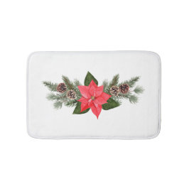 Julpoinsettia med kottar badrumsmatta