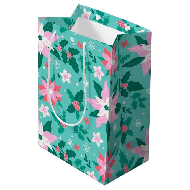 Julpoinsettia mönster (Baksidan Vinklad)