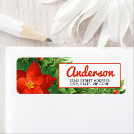 Julpoinsettia returadressetikett returadress etikett