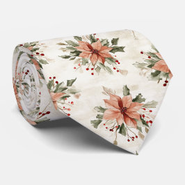 Julpoinsettia röd och grön slips