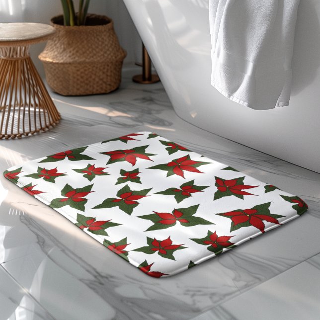 Julpoinsettia rött blommönster badrumsmatta (Skapare uppladdad)