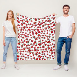 Julpoinsettia rött blommönster fleecefilt