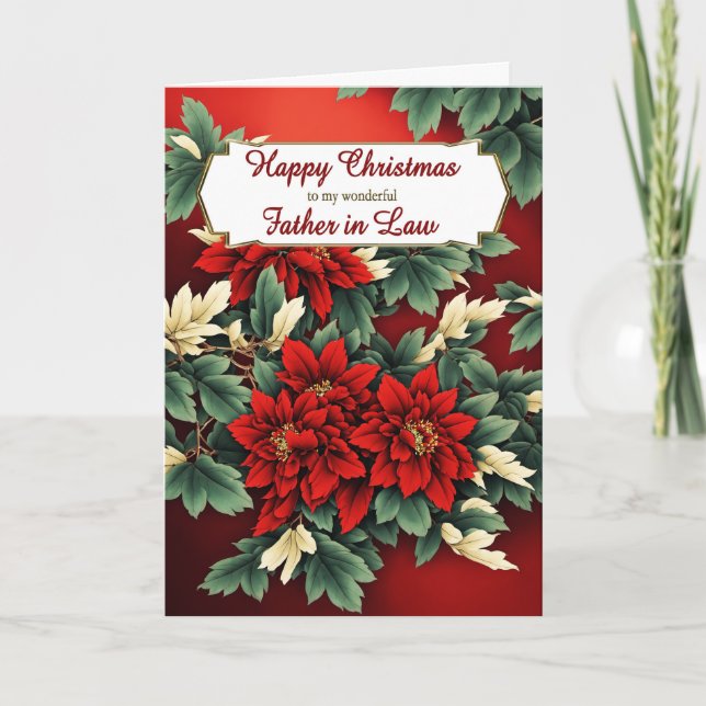 Julpoinsettia till svärfar helgkort (Framsida)