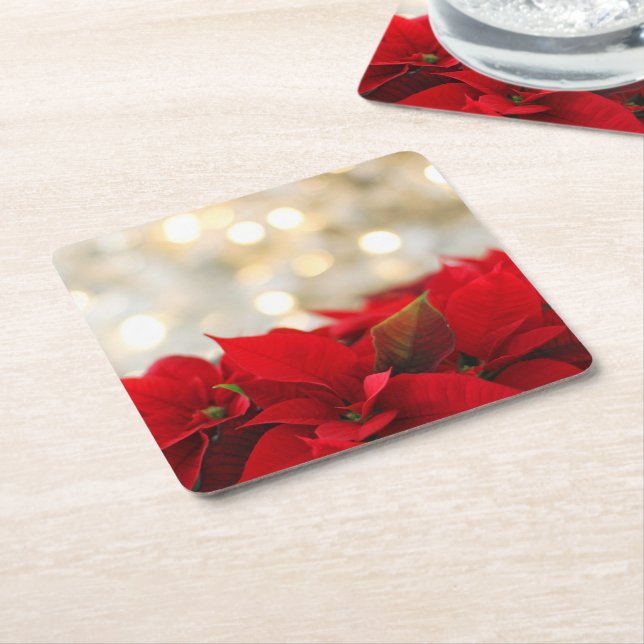 Julpoinsettia Underlägg Papper Kvadrat (Vinklad)