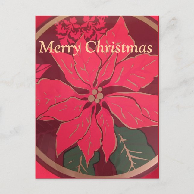 Julpoinsettia - vykort (Framsida)