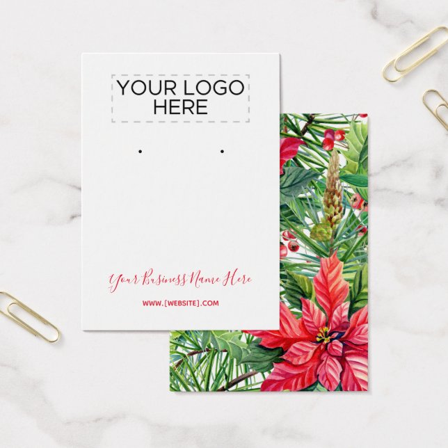Julpoinsettias Earring Visning Card Visitkort (Kontor)