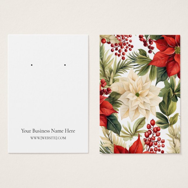 Julpoinsettias Earring Visning Card Visitkort (Framsida & baksida)