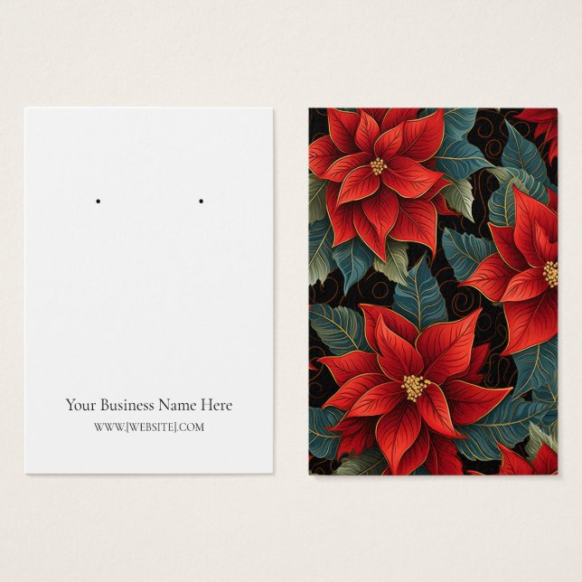 Julpoinsettias Earring Visning Card Visitkort (Framsida & baksida)