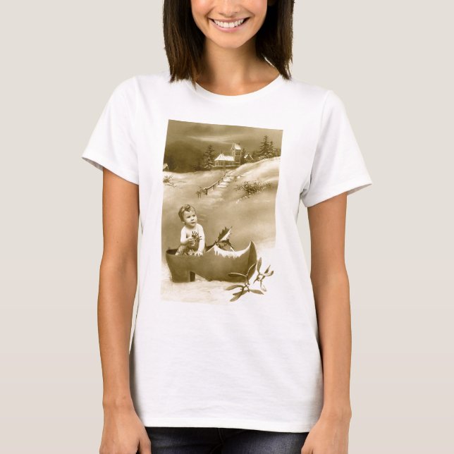 Julpojke, clog och mistletoe t-shirt (Framsida)