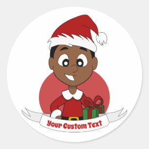 Julpojke, tecknad runt klistermärke