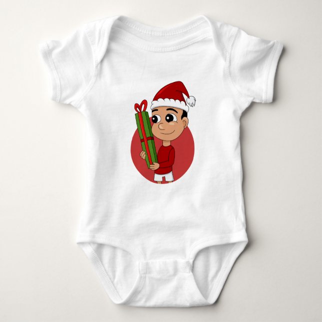 Julpojken tecknad baby bodykostdräkt t shirt (Framsida)