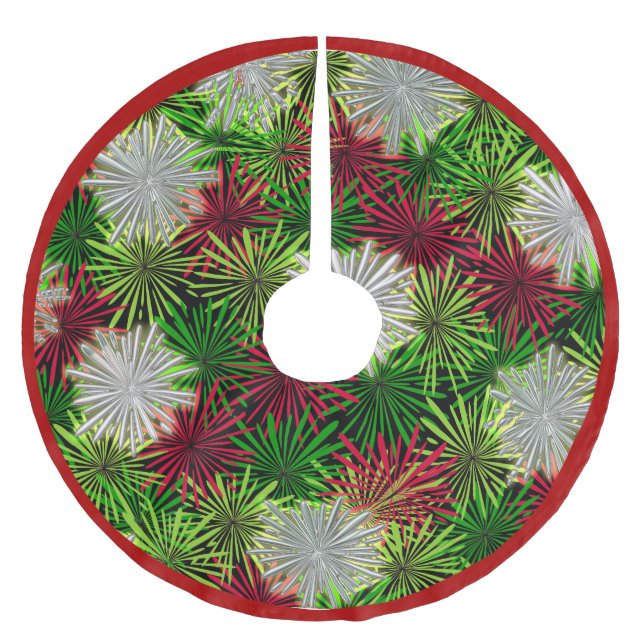 Julpomme PomPoms - Röd, Grönt och Vit Julgransmatta Fleece (Framsidan)