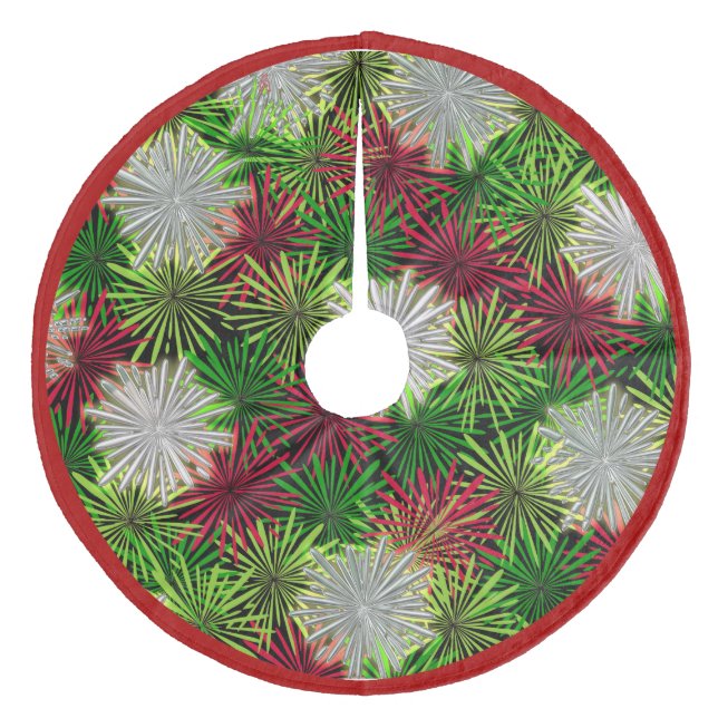 Julpomme PomPoms - Röd, Grönt och Vit Julgransmatta Fleece (Framsidan)
