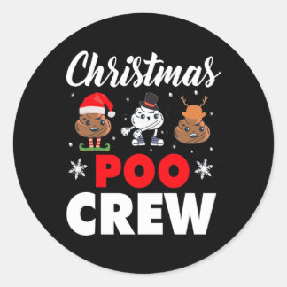 Julpoo Crew Helgdag Funny Julafton Emoji Runt Klistermärke