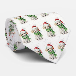 Julpoodle i snöflingor slips