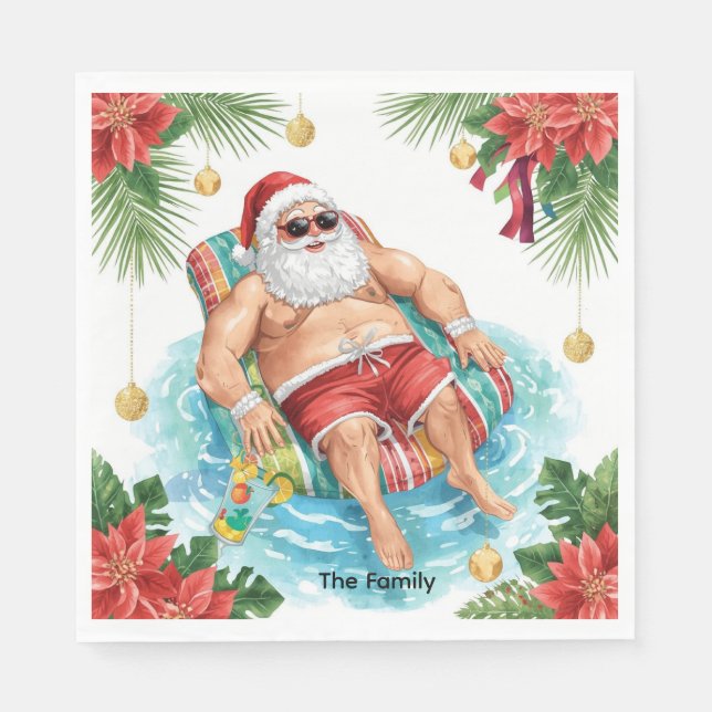 Julpoolfest med Tomte  Pappersservett (Framsidan)