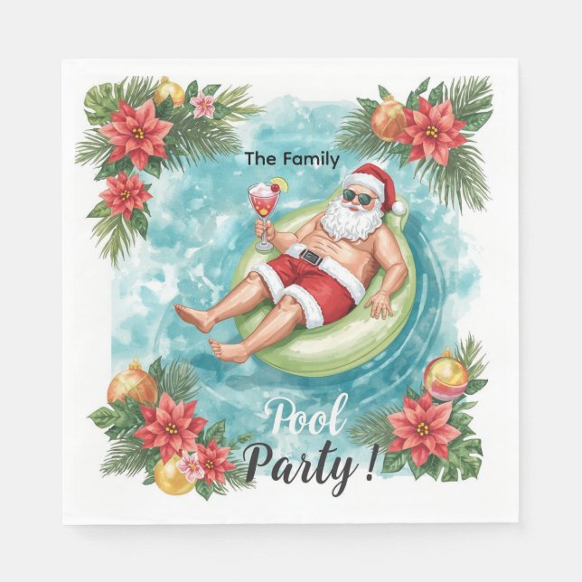 Julpoolfest med Tomte  Pappersservett (Framsidan)