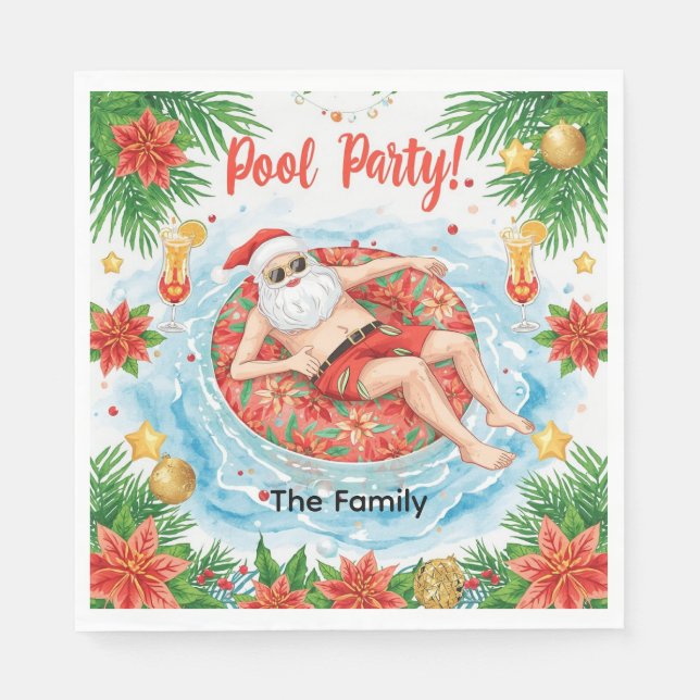 Julpoolfest med Tomte  Pappersservett (Framsidan)