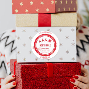 Julpost från Santa North Pole Delivery Runt Klistermärke