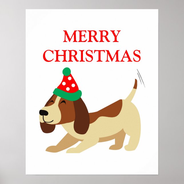 JulPoster, Cute Hund Poster, Festive Poster (Framsidan)