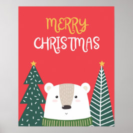 JulPoster, Cute Julafton Wall Art, Polar Bear Poster
