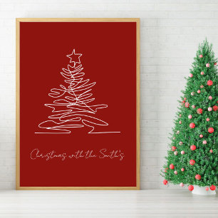 JulPoster för minimalistisk julgran för familjen Poster
