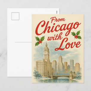 Julpostkort från Chicago med kärlek Helg Vykort