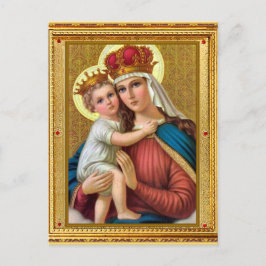 Julpostkort med gammaldags madonna och barn vykort