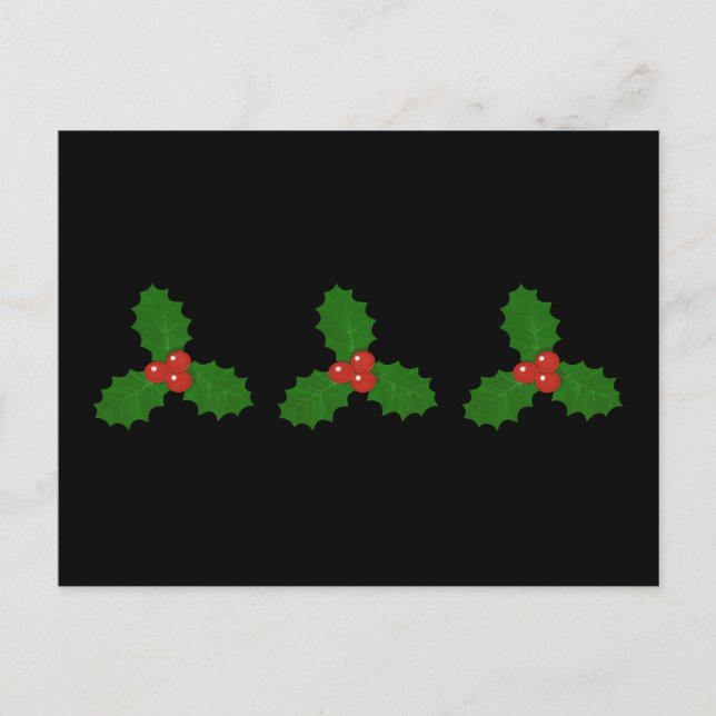 Julpostkort med järnekblad helg vykort (Framsida)