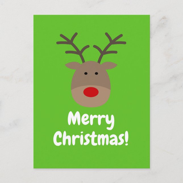 Julpostkort med söta renlogotyp helg vykort (Framsida)