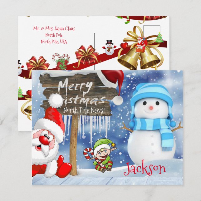 Julpostkort Nordpolen Vykort (Fram/baksida)