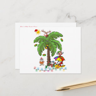 Julpostkort Tomte Strandparty Vykort