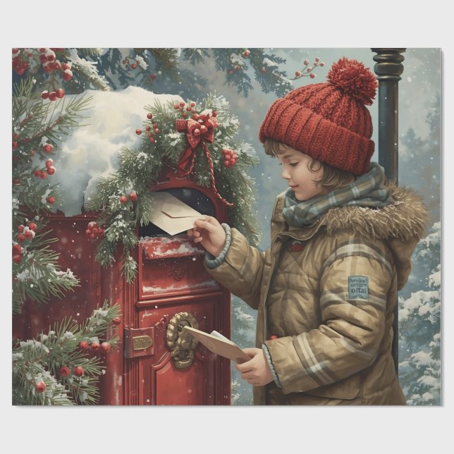 Julpostlåda festiv vinterpresent presentpapper (Platt)
