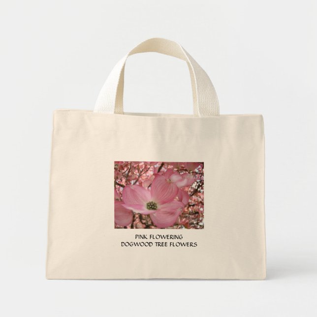 JULPRESENG Presentpåse med rosa blommande Cornus f Mini Tygkasse (Framsidan)
