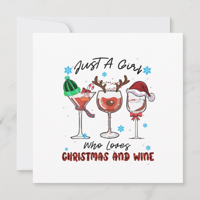 Julpresent Bara En Tjej Som Älskar Jul Och Vin Inbjudningar (Framsida)