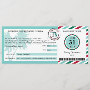 Julpresent Boardingpass till Florida Inbjudningar
