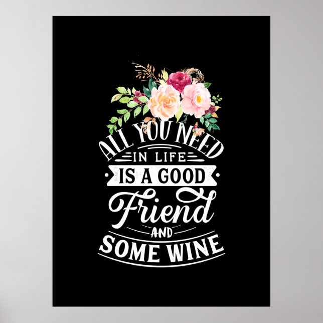 Julpresent | Bra vän och lite vin Poster (Framsidan)
