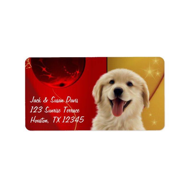Julpresent eller adressetiketter för Golden Retrie (Framsidan)